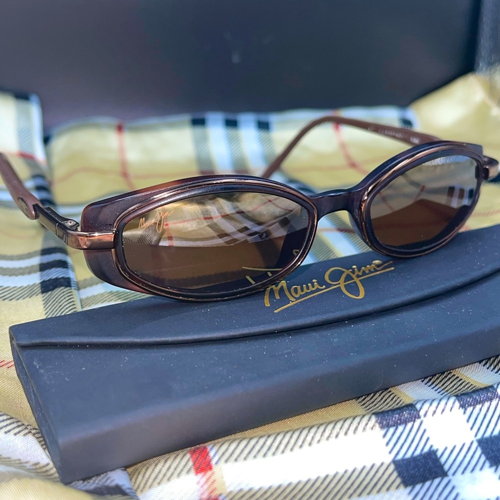 Maui Jim Small Polarized Sunglasses MJ-124-10 Brown & Tortoise Oval